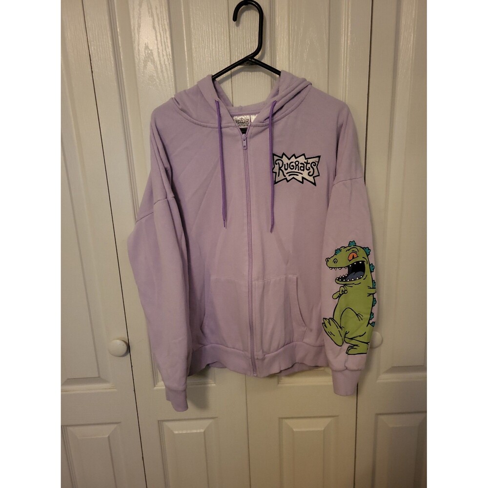 Rugrats Purple Zip-Up Hoodie with Reptar Graphic